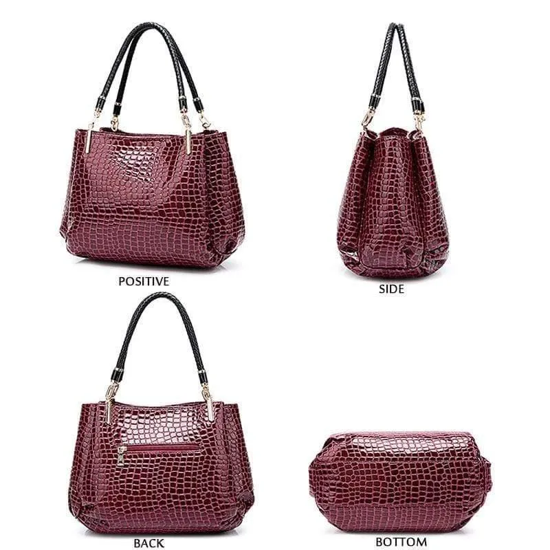 Luxus Krokodil Handtasche Frauen Retro Drei-Taschen Große Umhängetasche Frau Hohe Qualität