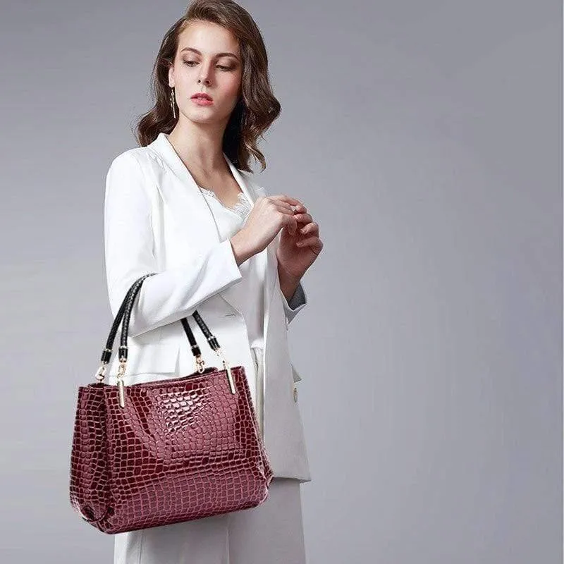Luxus Krokodil Handtasche Frauen Retro Drei-Taschen Große Umhängetasche Frau Hohe Qualität