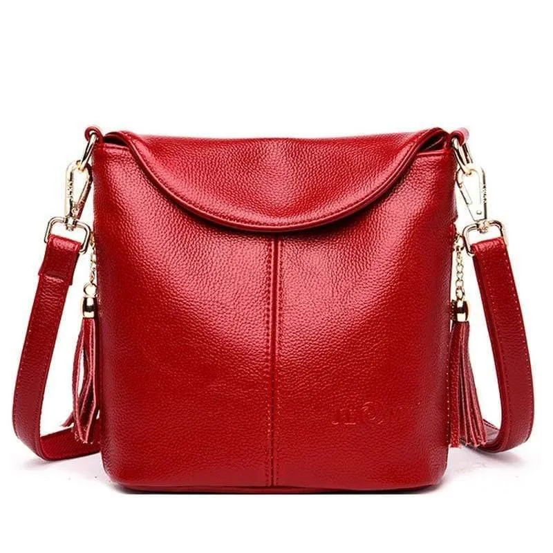 Elegante weibliche Umhängetaschen Damen Hochwertige Leder Umhängetasche Soft Solid Color
