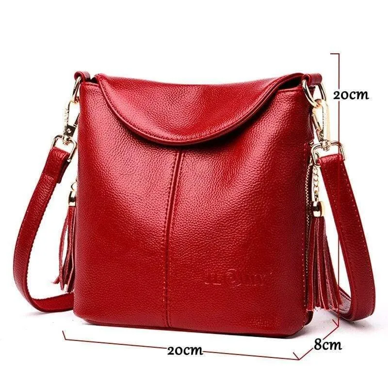 Elegante weibliche Umhängetaschen Damen Hochwertige Leder Umhängetasche Soft Solid Color