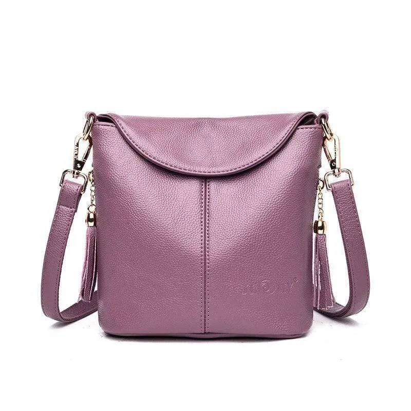 Elegante weibliche Umhängetaschen Damen Hochwertige Leder Umhängetasche Soft Solid Color