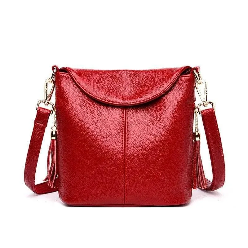 Elegante weibliche Umhängetaschen Damen Hochwertige Leder Umhängetasche Soft Solid Color