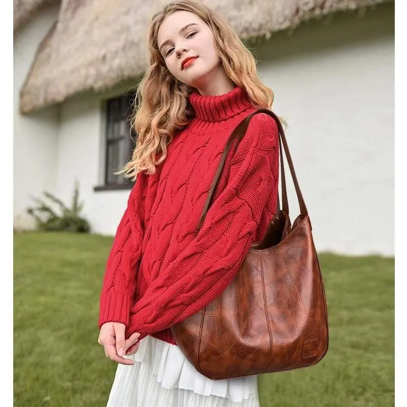 Ledertaschen Frauen Beuteltasche Damen Handtaschen Mode Große Frauen Umhängetasche Vintage