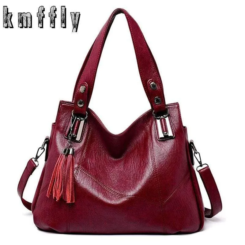 Damenhandtasche Echtes Leder Tragetaschen Quaste Luxus Damen Umhängetaschen Damen Leder