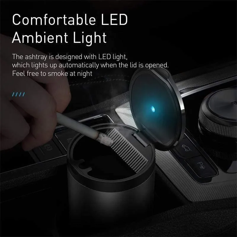 Baseus Auto Aschenbecher Tragbare LED Licht Zigarette Rauchasche Asche Halter für Auto Flammschutzmittel Hochwertige Aschenbecher Autozubehör
