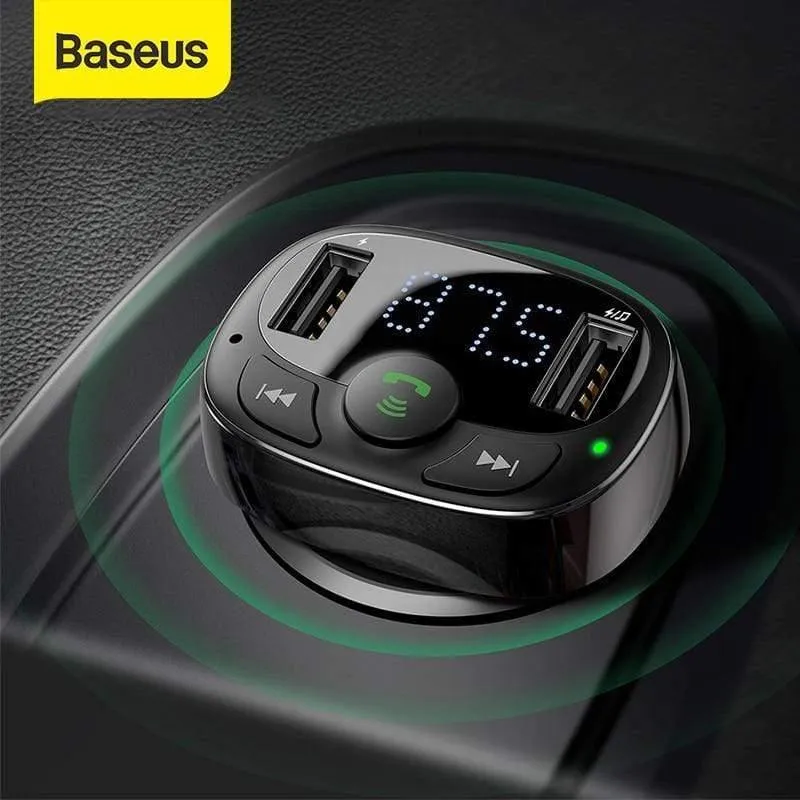 Baseus FM Transmitter Aux Modulator Drahtlos Bluetooth Freisprecheinrichtung Car Audio MP3-Player Schnellladung Dual USB Autoladegerät (SCHWARZ)