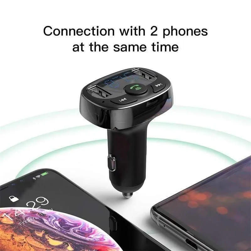 Baseus FM Transmitter Aux Modulator Drahtlos Bluetooth Freisprecheinrichtung Car Audio MP3-Player Schnellladung Dual USB Autoladegerät (SCHWARZ)