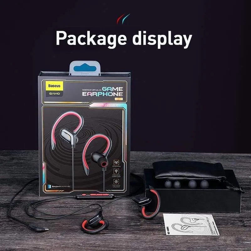 Baseus GAMO C18 Typ C Gaming-Kopfhörer mit RGB Light Earhook Kabelgebundener In-Ear-Bass-Stereo-Kopfhörer für PS4 PC Computer Gamer