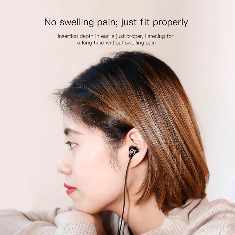 Baseus C06 USB Typ-C Kopfhörer Stereo Sound Ohrhörer Mit Mikrofon für Xiaomi mi 9 8 se note 3 Oppo Find X (SCHWARZ)