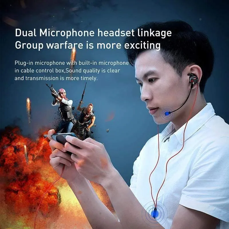 Baseus 3.5-mm-In-Ear-Gaming-Kopfhörer für Pubg-Controller GAMO-15 3D-Stereo-Kopfhörer für mobile Pubg-Gamer mit abnehmbarem HD-Mikrofon