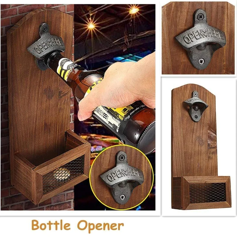 Vintage Wand Flaschenöffner Antik Eisen Wand Bar Bierglas Flaschenöffner Küche Werkzeuge Wand Decro Bierkappenöffner