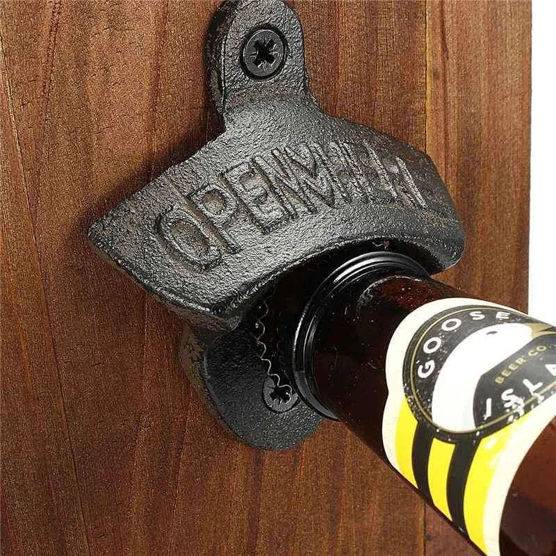 Vintage Wand Flaschenöffner Antik Eisen Wand Bar Bierglas Flaschenöffner Küche Werkzeuge Wand Decro Bierkappenöffner