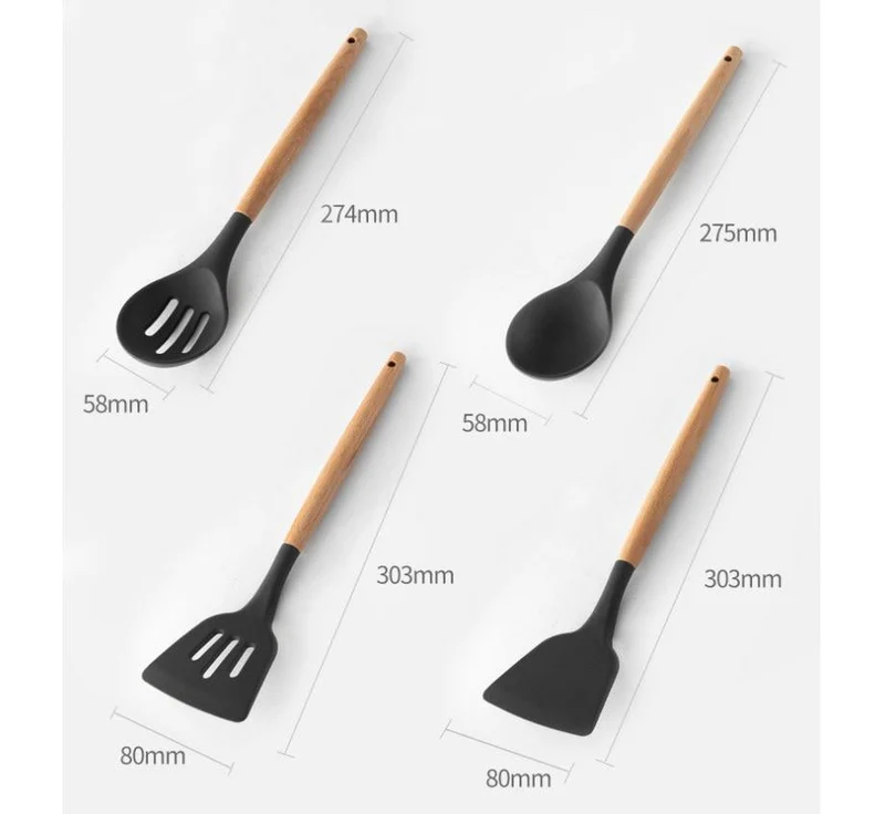 12 teile / satz Kochgeschirr Set Silikon Spaghetti Tong / Lebensmittel Clip / Öl Pinsel / Spachtel / Schneebesen / Container Küche Werkzeug