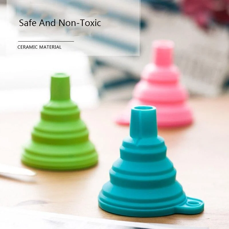 4PCS Küche Hause Tragbare Falten Trichter Teleskop Langen Hals Trichter Kreative Haushalt Flüssigkeit Silicagel Trichter Küche Werkzeuge
