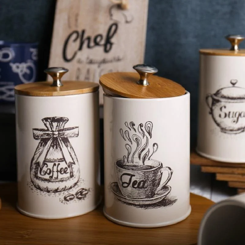 1-3 Stücke Lagertanks Stahl Küchenutensilien Multifunktionsfarbe Tee Kaffee Zucker Quadratischer Kasten Fall Househould Qualität Schön