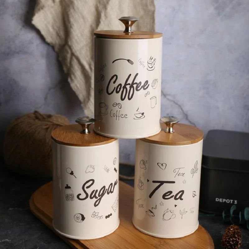 1-3 Stücke Lagertanks Stahl Küchenutensilien Multifunktionsfarbe Tee Kaffee Zucker Quadratischer Kasten Fall Househould Qualität Schön