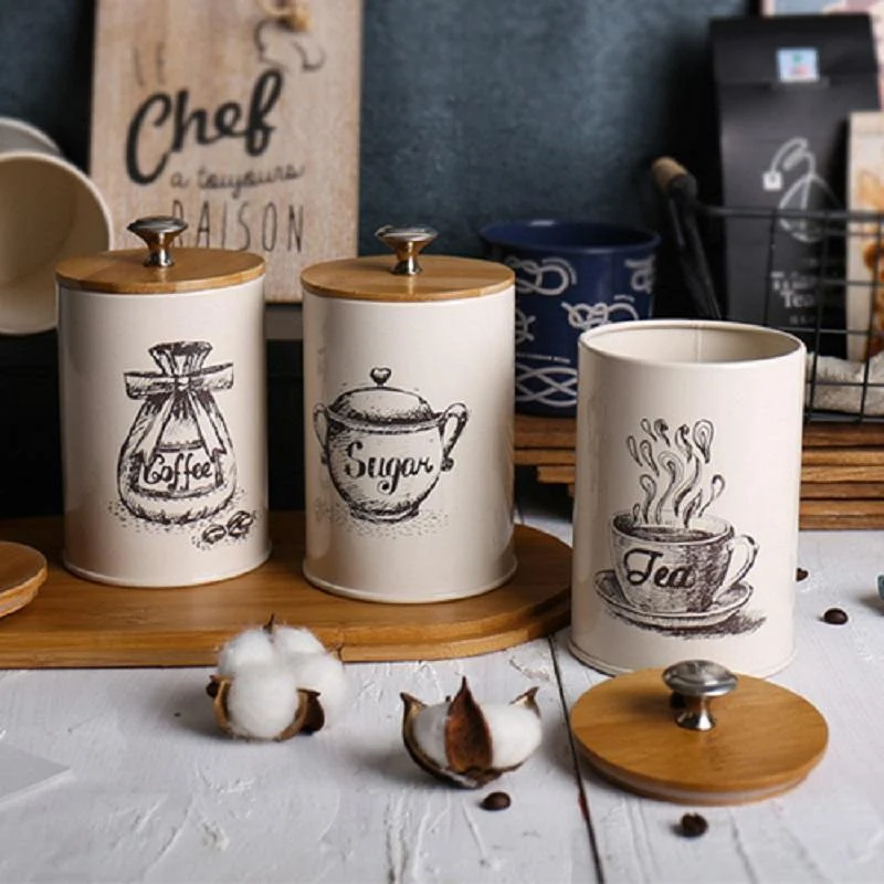 1-3 Stücke Lagertanks Stahl Küchenutensilien Multifunktionsfarbe Tee Kaffee Zucker Quadratischer Kasten Fall Househould Qualität Schön