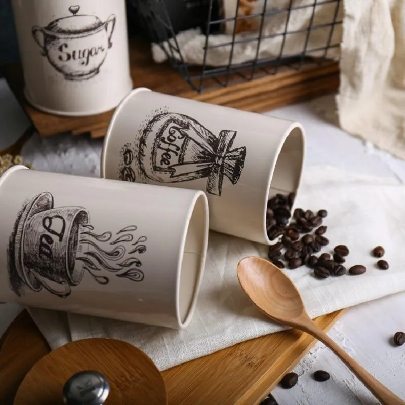 1-3 Stücke Lagertanks Stahl Küchenutensilien Multifunktionsfarbe Tee Kaffee Zucker Quadratischer Kasten Fall Househould Qualität Schön