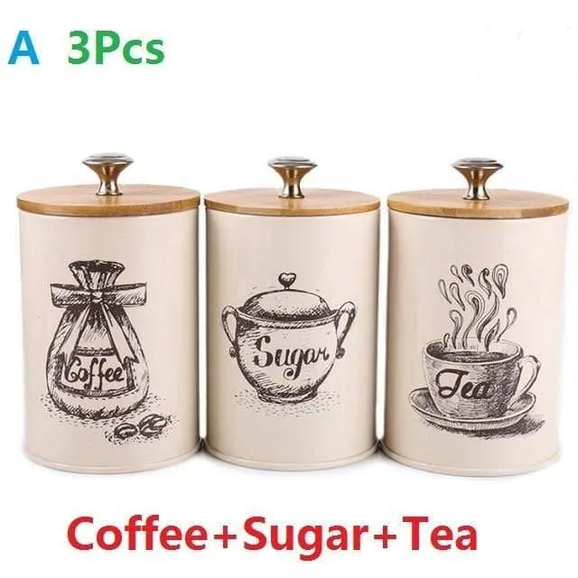 1-3 Stücke Lagertanks Stahl Küchenutensilien Multifunktionsfarbe Tee Kaffee Zucker Quadratischer Kasten Fall Househould Qualität Schön
