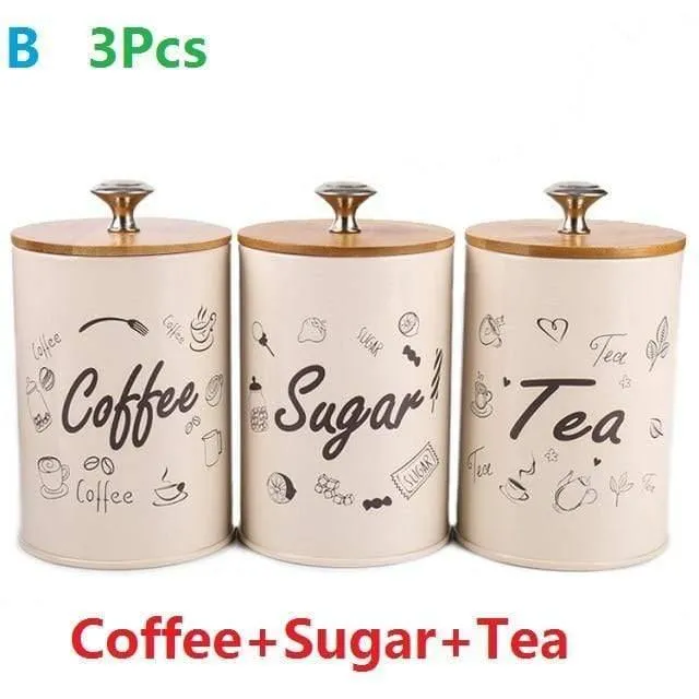 1-3 Stücke Lagertanks Stahl Küchenutensilien Multifunktionsfarbe Tee Kaffee Zucker Quadratischer Kasten Fall Househould Qualität Schön
