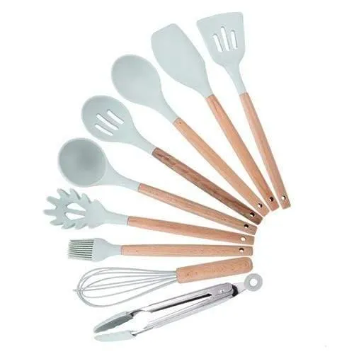 9/10/12 stücke Kochen Werkzeuge Set Premium Silikon Küche Kochutensilien Set Mit Aufbewahrungsbox Turner Zange Spatel Suppenlöffel