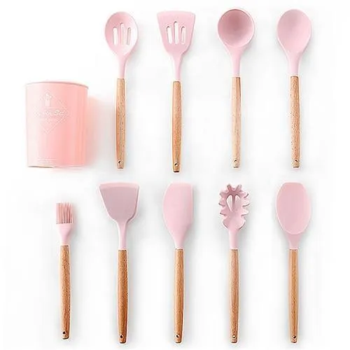 9/10/12 stücke Kochen Werkzeuge Set Premium Silikon Küche Kochutensilien Set Mit Aufbewahrungsbox Turner Zange Spatel Suppenlöffel
