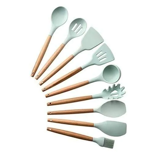 9/10/12 stücke Kochen Werkzeuge Set Premium Silikon Küche Kochutensilien Set Mit Aufbewahrungsbox Turner Zange Spatel Suppenlöffel