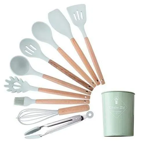 9/10/12 stücke Kochen Werkzeuge Set Premium Silikon Küche Kochutensilien Set Mit Aufbewahrungsbox Turner Zange Spatel Suppenlöffel