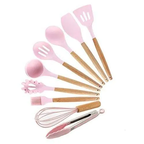 9/10/12 stücke Kochen Werkzeuge Set Premium Silikon Küche Kochutensilien Set Mit Aufbewahrungsbox Turner Zange Spatel Suppenlöffel