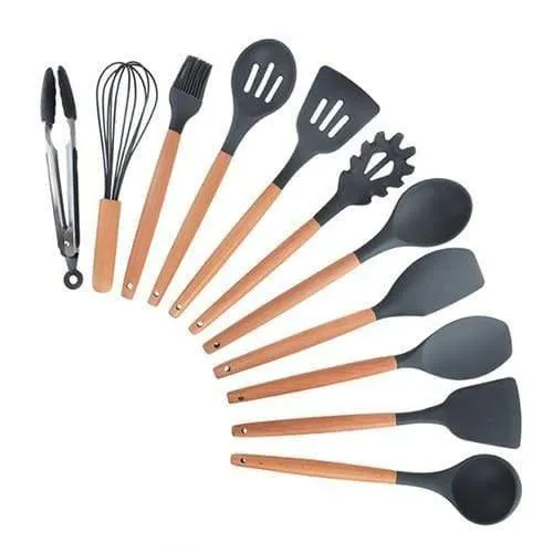9/10/12 stücke Kochen Werkzeuge Set Premium Silikon Küche Kochutensilien Set Mit Aufbewahrungsbox Turner Zange Spatel Suppenlöffel