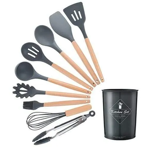 9/10/12 stücke Kochen Werkzeuge Set Premium Silikon Küche Kochutensilien Set Mit Aufbewahrungsbox Turner Zange Spatel Suppenlöffel