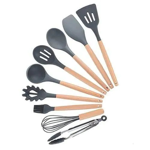 9/10/12 stücke Kochen Werkzeuge Set Premium Silikon Küche Kochutensilien Set Mit Aufbewahrungsbox Turner Zange Spatel Suppenlöffel