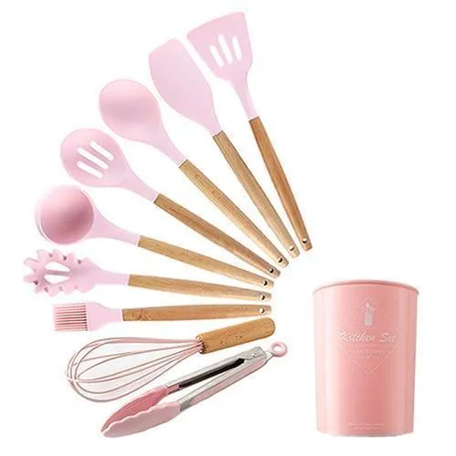 9/10/12 stücke Kochen Werkzeuge Set Premium Silikon Küche Kochutensilien Set Mit Aufbewahrungsbox Turner Zange Spatel Suppenlöffel