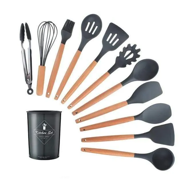 9/10/12 stücke Kochen Werkzeuge Set Premium Silikon Küche Kochutensilien Set Mit Aufbewahrungsbox Turner Zange Spatel Suppenlöffel
