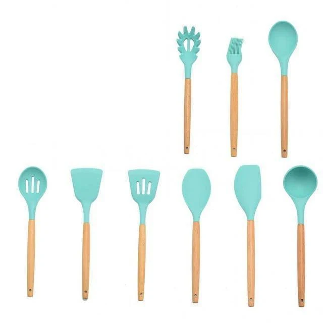 9/10/12 stücke Kochen Werkzeuge Set Premium Silikon Küche Kochutensilien Set Mit Aufbewahrungsbox Turner Zange Spatel Suppenlöffel