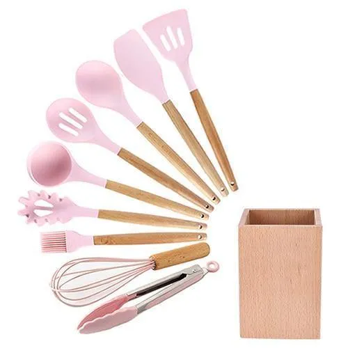 9/10/12 stücke Kochen Werkzeuge Set Premium Silikon Küche Kochutensilien Set Mit Aufbewahrungsbox Turner Zange Spatel Suppenlöffel