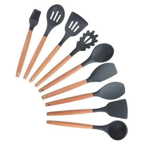 9/10/12 stücke Kochen Werkzeuge Set Premium Silikon Küche Kochutensilien Set Mit Aufbewahrungsbox Turner Zange Spatel Suppenlöffel