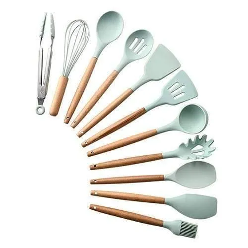 9/10/12 stücke Kochen Werkzeuge Set Premium Silikon Küche Kochutensilien Set Mit Aufbewahrungsbox Turner Zange Spatel Suppenlöffel