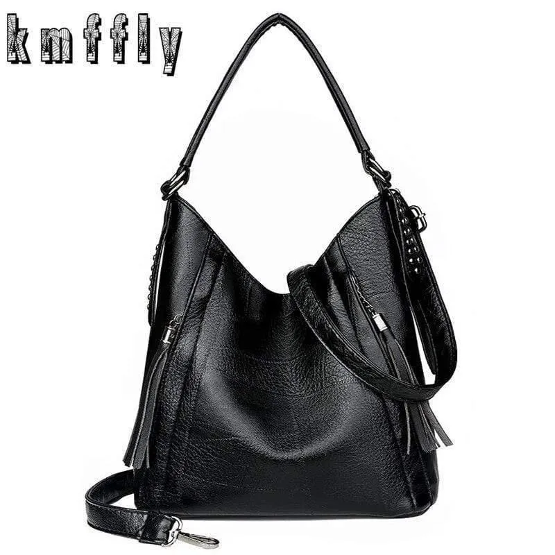 Hochwertige weiche Leder Quaste Casual Handtasche Damenhandtasche Umhängetasche Large Capacity Handtasche