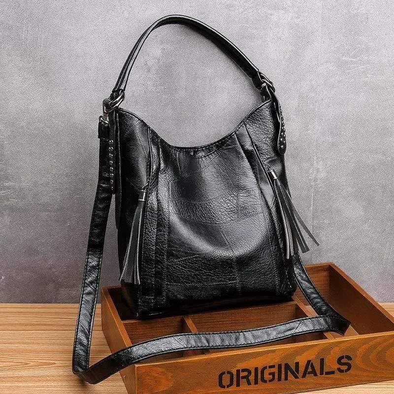 Hochwertige weiche Leder Quaste Casual Handtasche Damenhandtasche Umhängetasche Large Capacity Handtasche