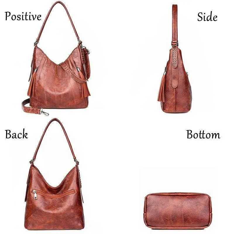 Hochwertige weiche Leder Quaste Casual Handtasche Damenhandtasche Umhängetasche Large Capacity Handtasche