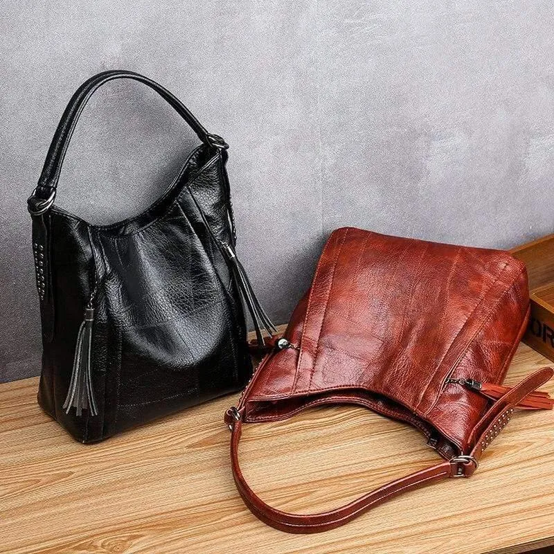 Hochwertige weiche Leder Quaste Casual Handtasche Damenhandtasche Umhängetasche Large Capacity Handtasche