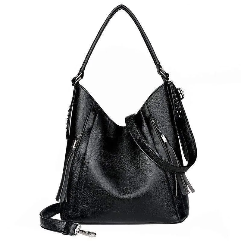Hochwertige weiche Leder Quaste Casual Handtasche Damenhandtasche Umhängetasche Large Capacity Handtasche