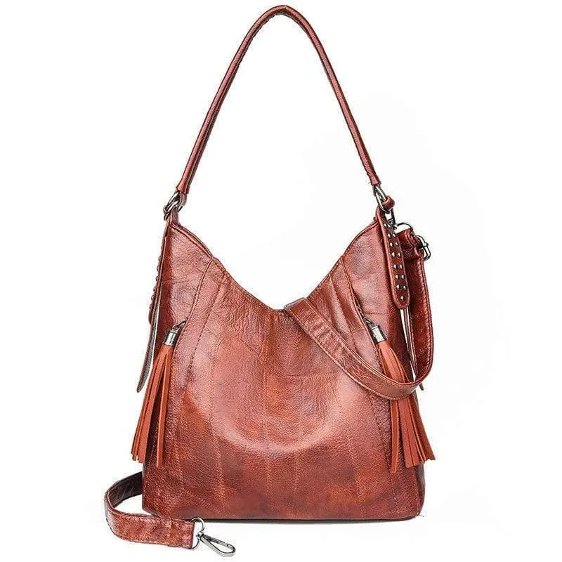 Hochwertige weiche Leder Quaste Casual Handtasche Damenhandtasche Umhängetasche Large Capacity Handtasche