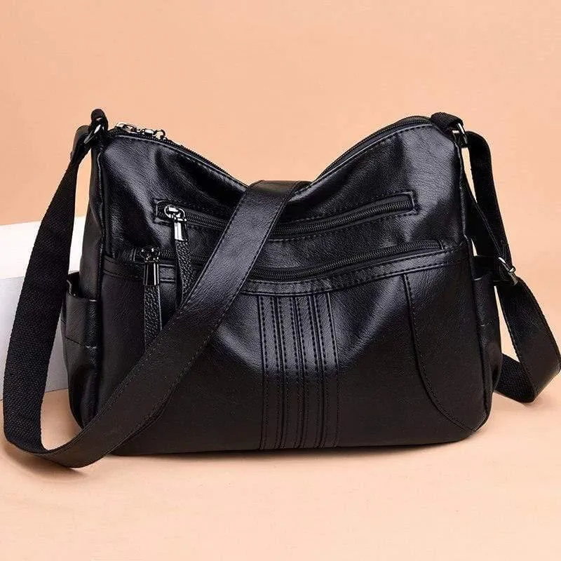 Weiche Leder Reißverschluss Luxus Handtaschen Damen Taschen Designer weibliche Schulter Umhängetaschen