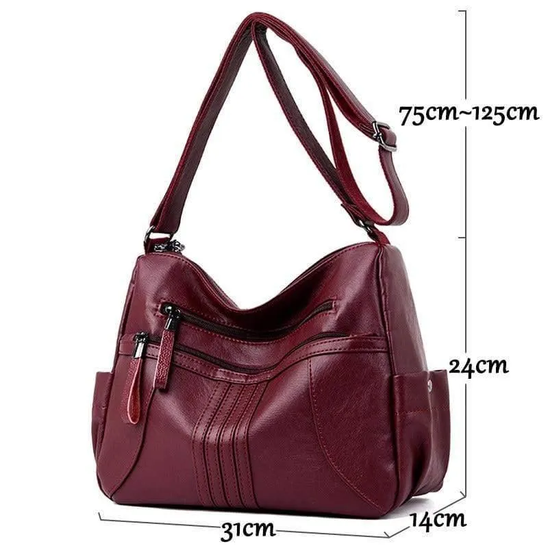 Weiche Leder Reißverschluss Luxus Handtaschen Damen Taschen Designer weibliche Schulter Umhängetaschen