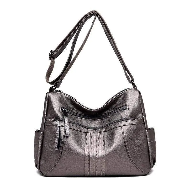 Weiche Leder Reißverschluss Luxus Handtaschen Damen Taschen Designer weibliche Schulter Umhängetaschen
