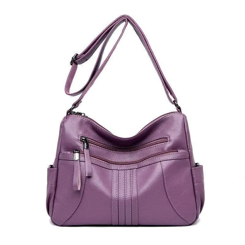 Weiche Leder Reißverschluss Luxus Handtaschen Damen Taschen Designer weibliche Schulter Umhängetaschen