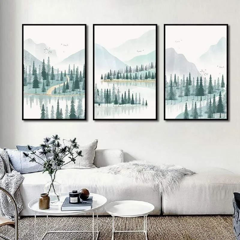 Moderne Minimalistische Wald Und Fluss Poster Landschaftsmalerei Druck Leinwand Malerei Bild Home Wandkunst Dekoration Benutzerdefinierte