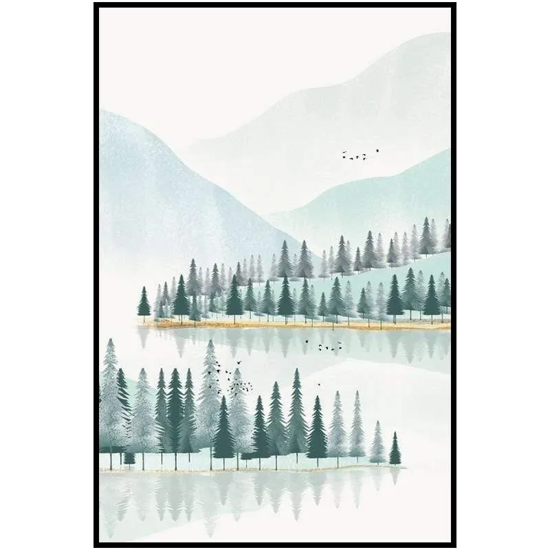 Moderne Minimalistische Wald Und Fluss Poster Landschaftsmalerei Druck Leinwand Malerei Bild Home Wandkunst Dekoration Benutzerdefinierte